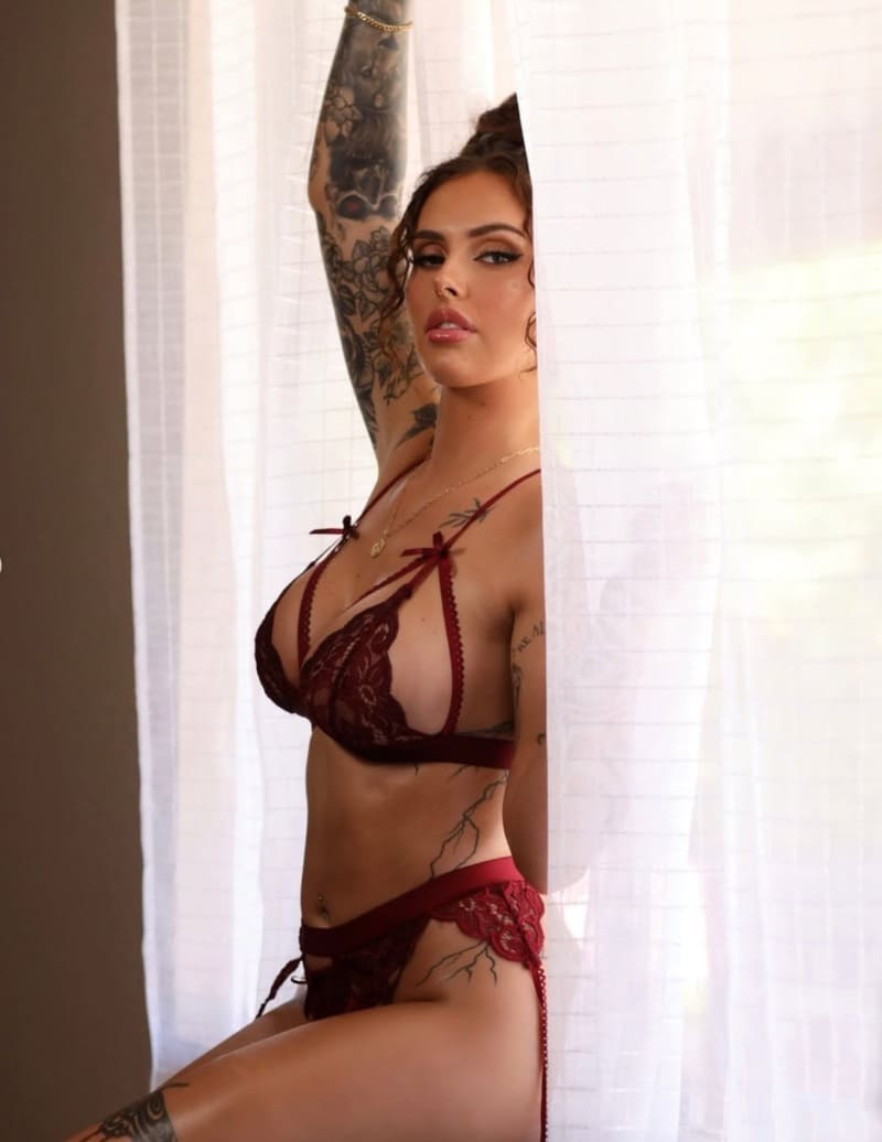Babe in sexy rode lingerie