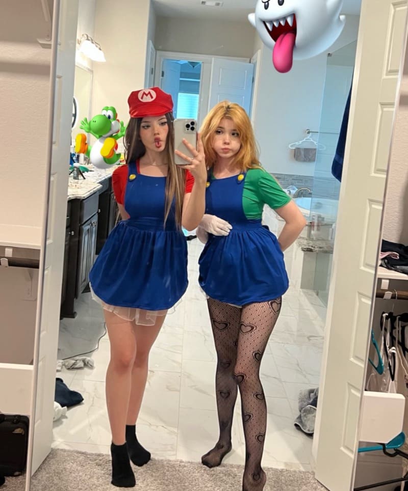 Winnie in mario outfit