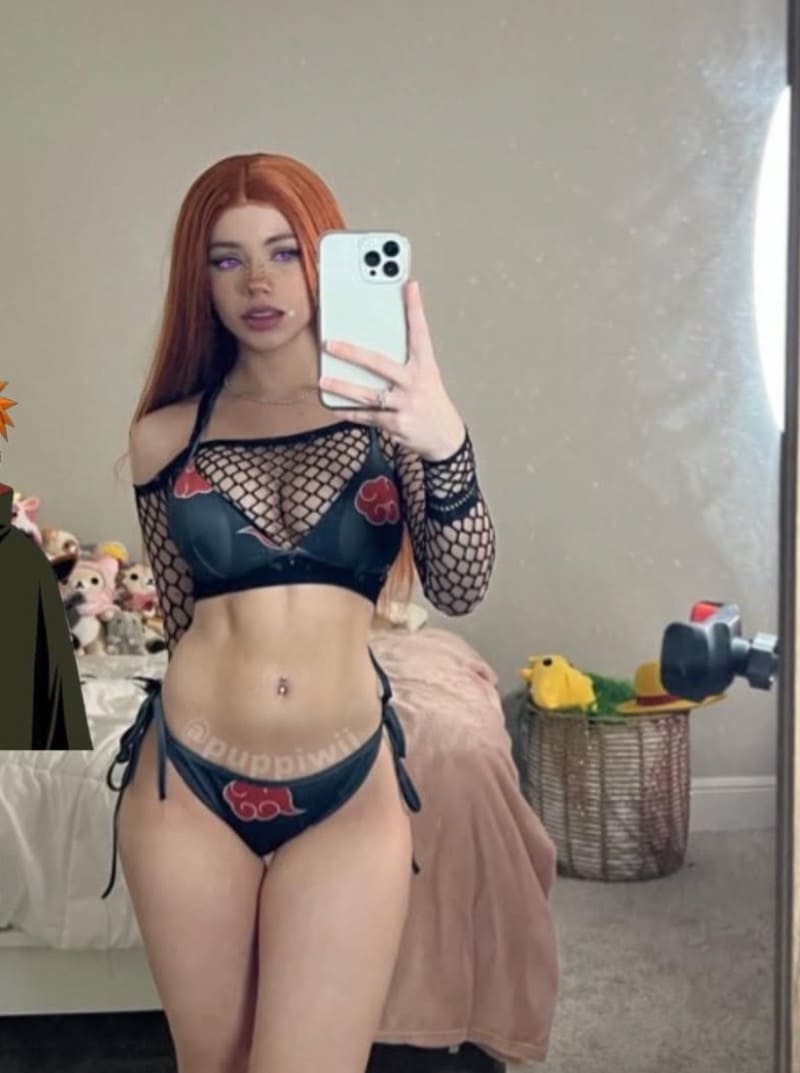Babe in anime cosplay sexy bikini