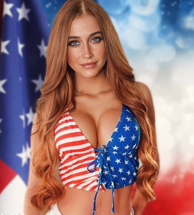 Babe in amerikaanse lingerie
