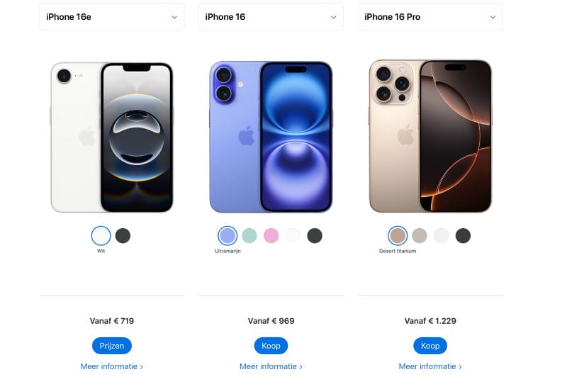 De iPhone 16e is het nieuwste model van iPhones