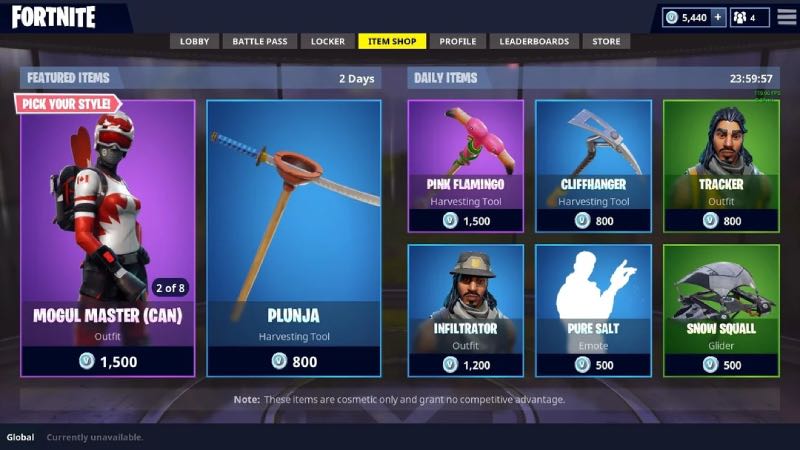 Fortnite in game store