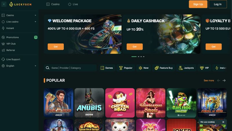 Luckygem online casino startpagina