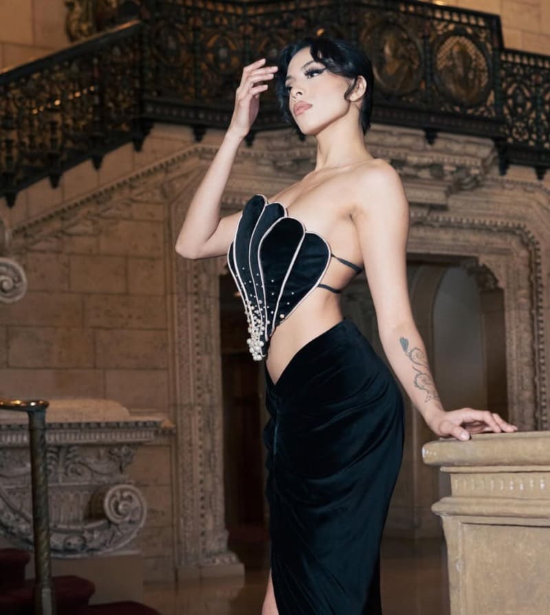 Babe in black dress