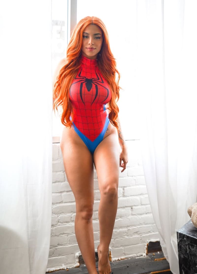 Joana in spiderman clothes