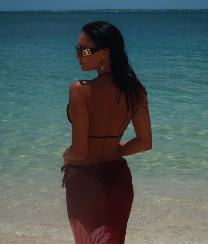 Marie on beach in longer dress