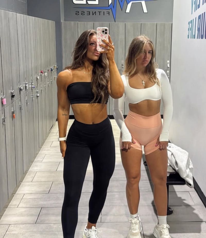 Sexy gym babes in sport outfit