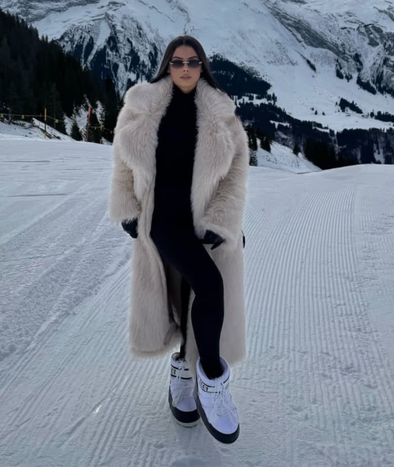 Hete brunette in sneeuw